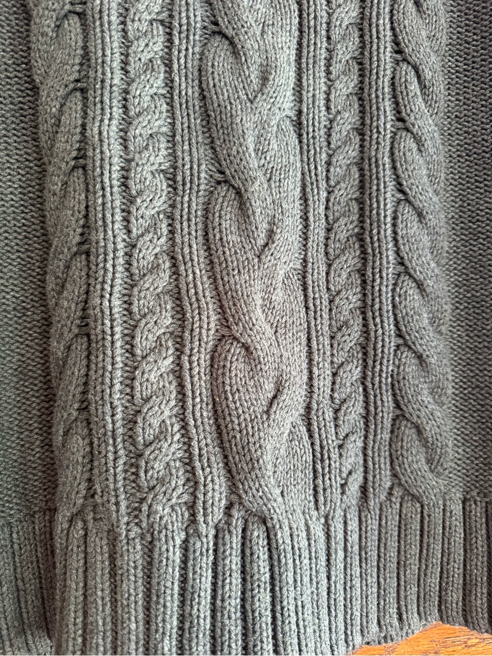 L.L. BEAN 100% Cotton Cable Knit Fisherman Sweater Button Down Cardigan Grey M - Picture 8 of 8